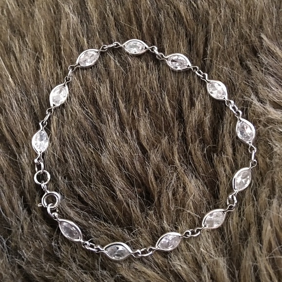 Oval pavilion cut cz 925 sterling silver bracelet - Picture 5 of 11